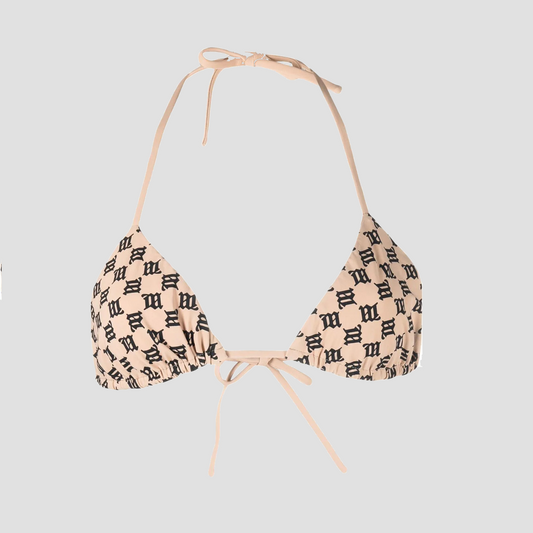 MISBHV BEIGE SWIM MONOGRAM BIKINI BRA 022W652