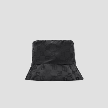 MISBHV BLACK NYLON MONOGRAM BUCKET HAT 3022A557