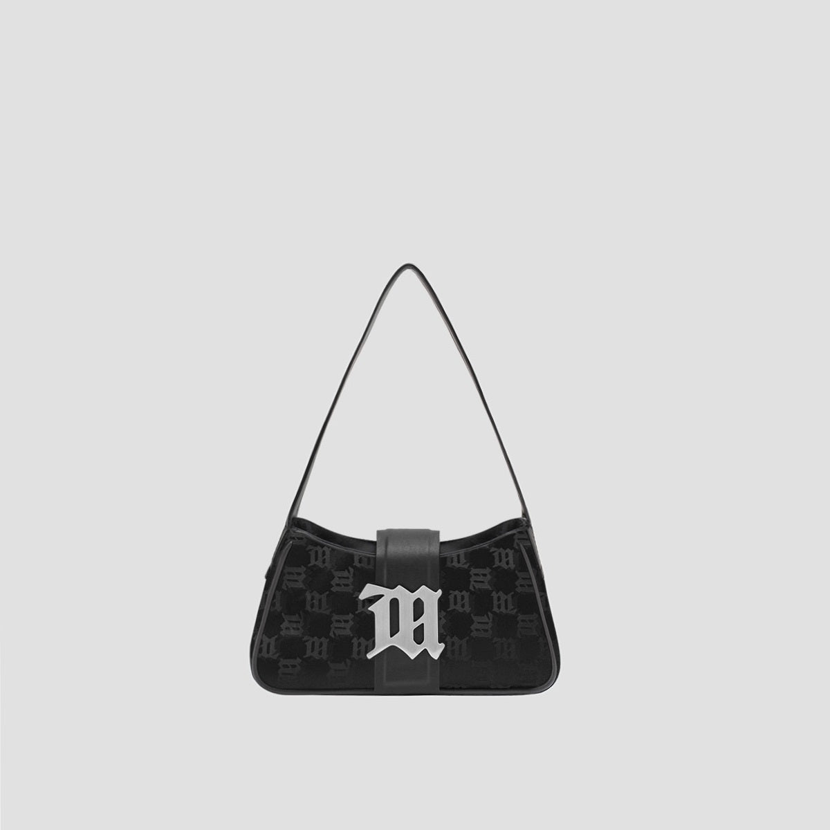 MISBHV BLACK NYLON MONOGRAM SHOULDER BAG MINI 122A404