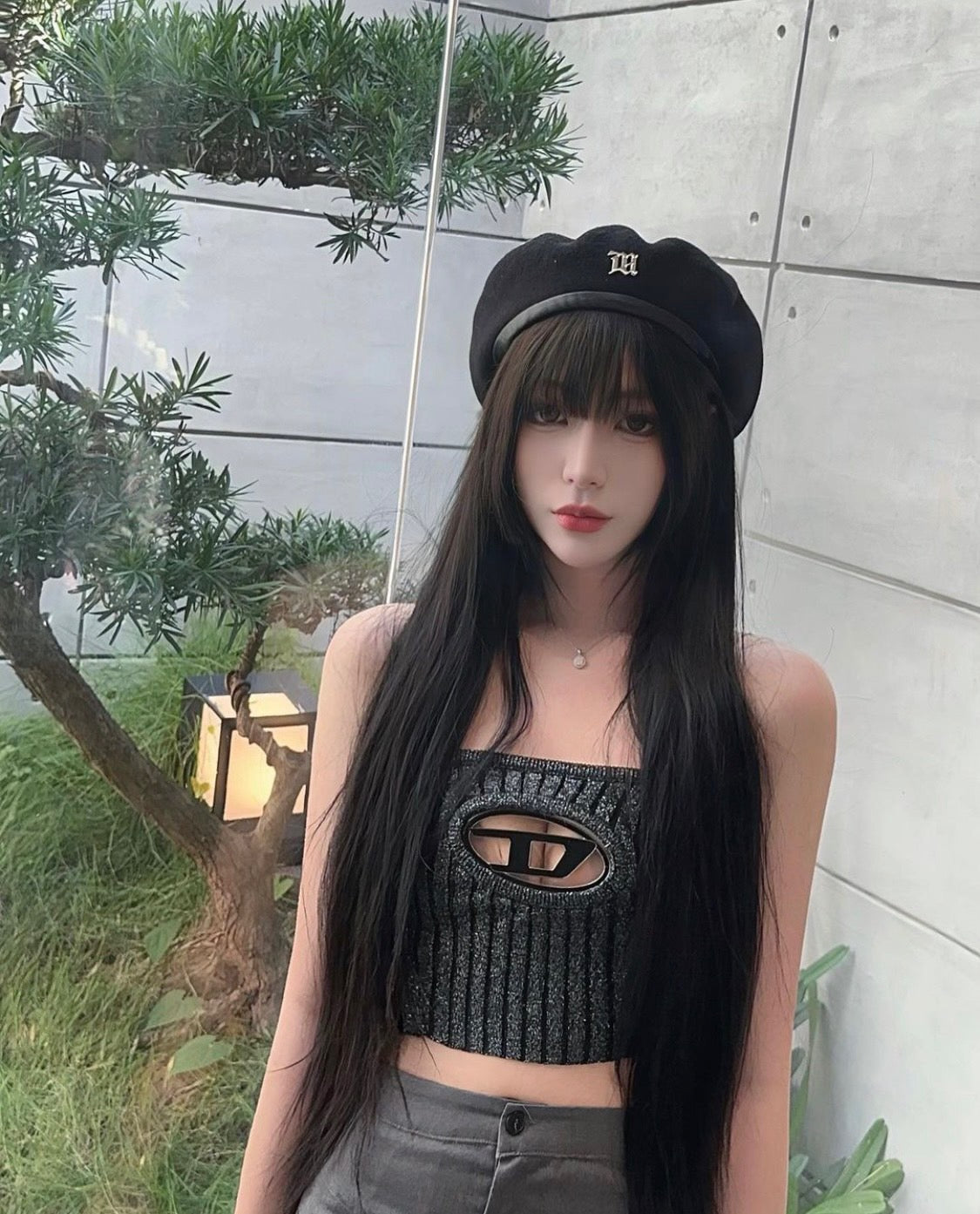 wearing MISBHV BLACK SIGNATURE WOOL BERET 4121A584