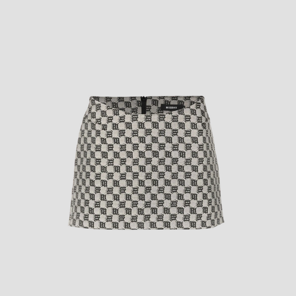 MISBHV GREY JACQUARD CANVAS MONOGRAM LOW RAIS SKIRT 122W857