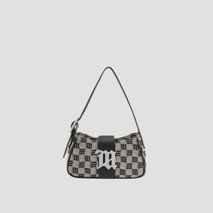 MISBHV GREY JACQUARD MONOGRAM SHOULDER BAG MINI 122A402