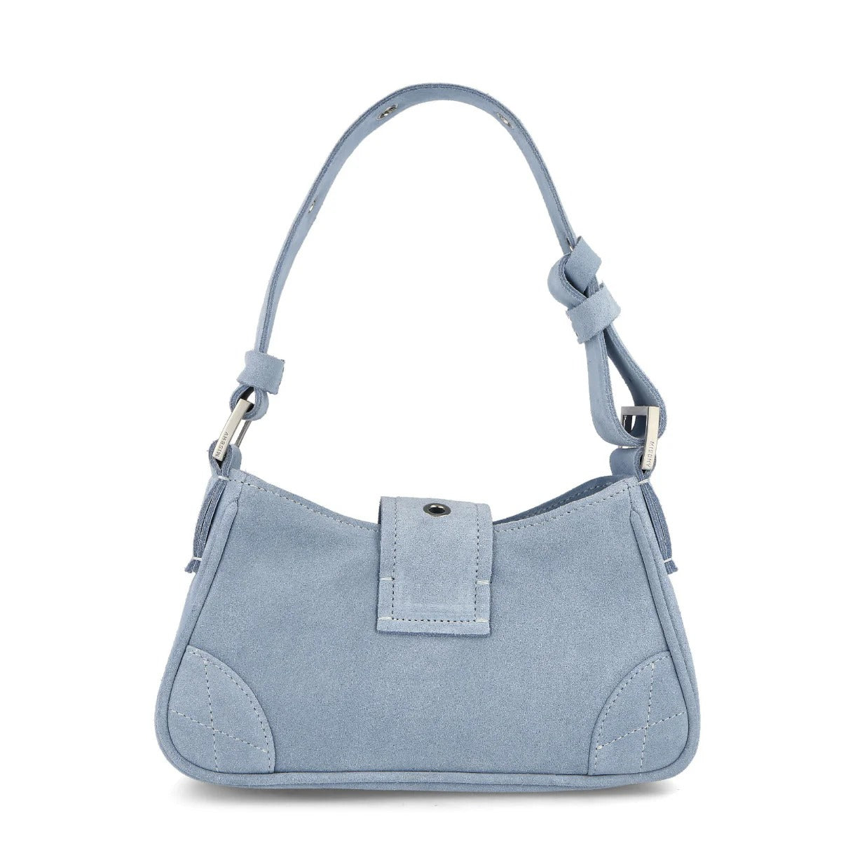 mặt sau MISBHV LIGHT BLUE SUEDE SHOULDER BAG SMALL 230A402