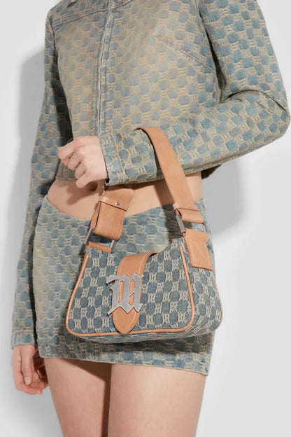 mẫu mang túi Misbhv Monogram Blue Denim Washed Small Shoulder Bag 240A453D