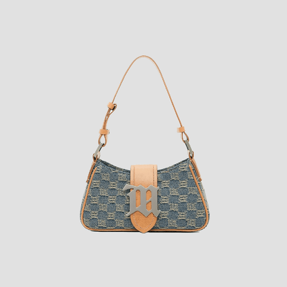Misbhv Monogram Blue Denim Washed Small Shoulder Bag 240A453D