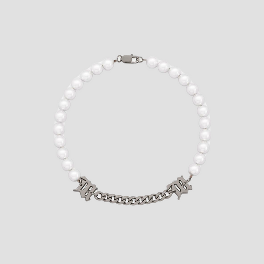 MISBHV SILVER M PEARL AND CURB LINK CHOKER 4021A042