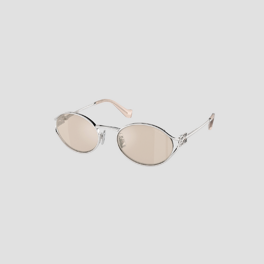 MIU MIU 52YS 1BC10F LOGO SILVER SUNGLASSES LIGHT GOLD LENSES SMU52Y_M1BC_FE10F_C_054