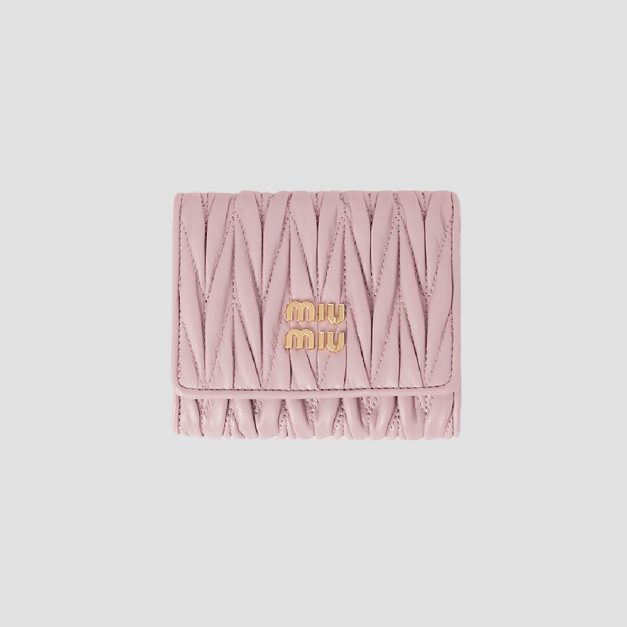 Miu Miu Alabaster Pink Flap Small Matelassé Nappa Leather Wallet 5MH033 AFPP F0E18