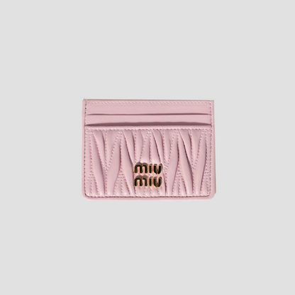 Miu Miu Alabaster Pink Matelassé Nappa Leather Card Holder 5MC076_AFPP_F0E18