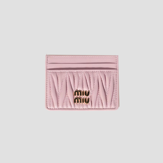 Miu Miu Alabaster Pink Matelassé Nappa Leather Card Holder 5MC076_AFPP_F0E18