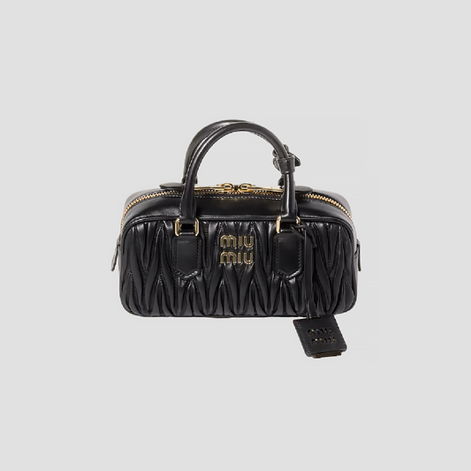 MIU MIU ARCADIE MATELASSÉ NAPPA LEATHER BAG BLACK 5BB142 N88 F0002