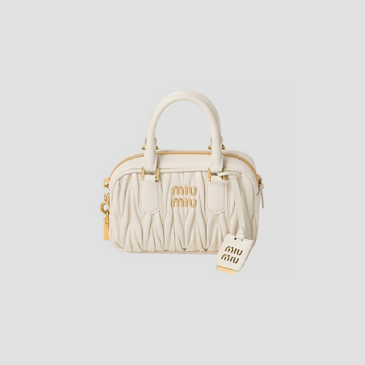 MIU MIU ARCADIE MATELASSÉ NAPPA LEATHER SMALL NARROW BAG WHITE 5BB123 N88 F0009