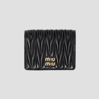 MIU MIU BLACK SMALL MATELASSÉ NAPPA LEATHER WALLET 5MV204_2FPP_F0002