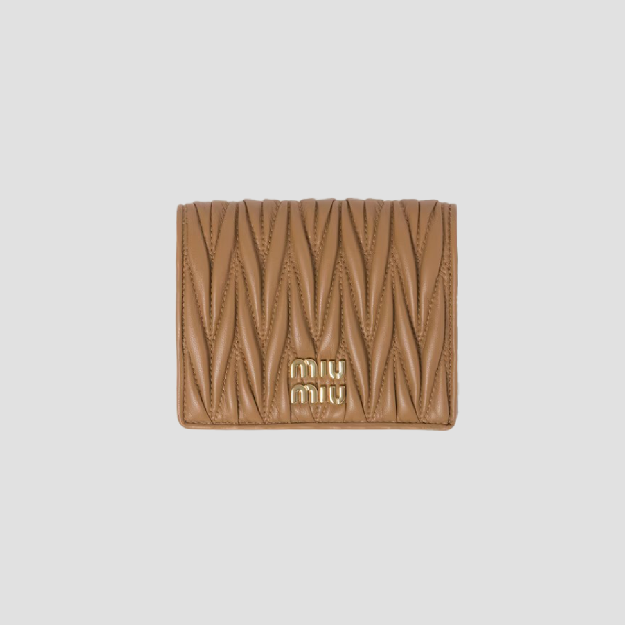Miu Miu Caramel Small Matelassé Nappa Leather Wallet 5MV204 2FPP F098L