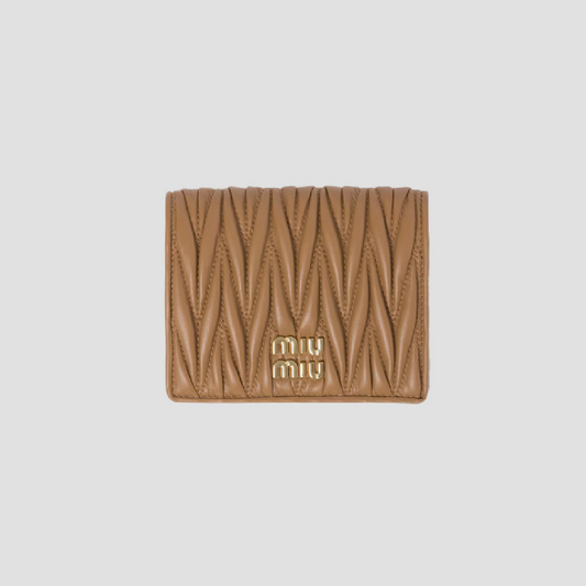 Miu Miu Caramel Small Matelassé Nappa Leather Wallet 5MV204 2FPP F098L