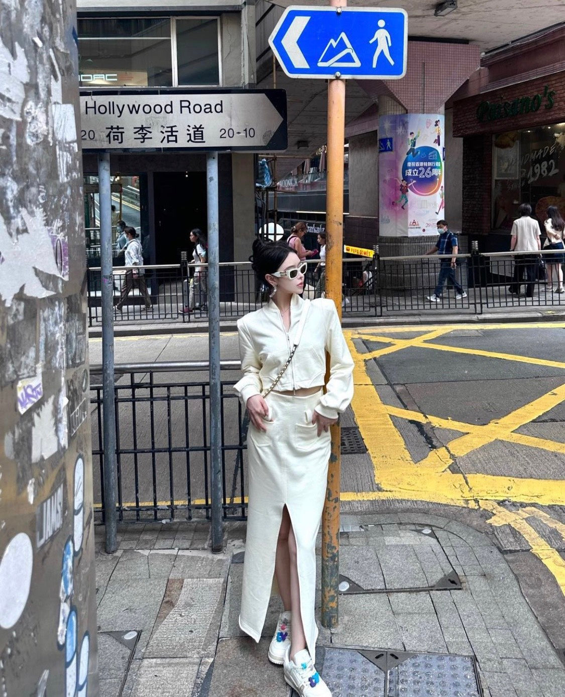 wearing MIU MIU GLIMPSE MU09WS 1425S0 SUNGLASSES IN WHITE SMU09W_E142_F05S0_C_053