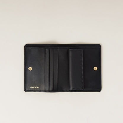 mặt trong ví MIU MIU LEATHER SMALL WALLET ALL BLACK 5MV204_2F8K_F0002