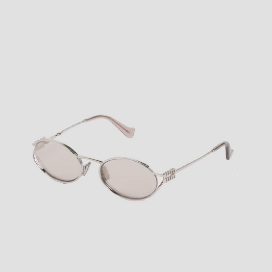 MIU MIU LOGO SILVER SUNGLASSES LIGHT GOLD LENSES SMU52Y_M1BC_FE10F_C_054