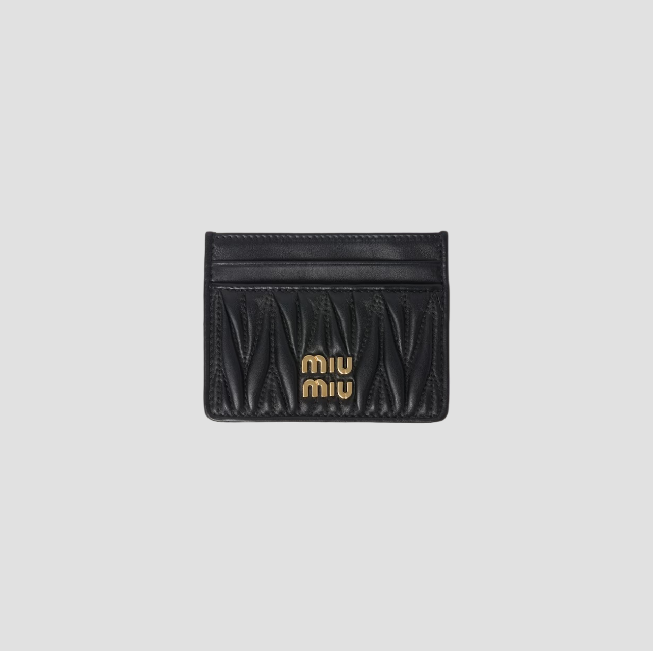 MIU MIU MATELASSÉ NAPPA LEATHER CARD HOLDER BLACK 5MC076 2FPP F0002