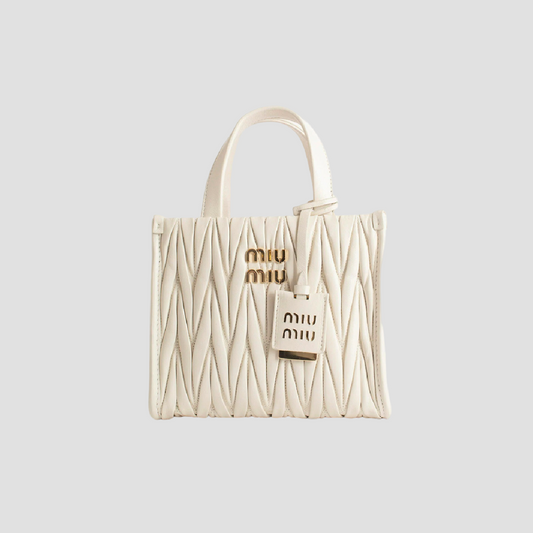 MIU MIU MATELASSÉ TOTE BAG WHITE 5BA277 N88 F0009