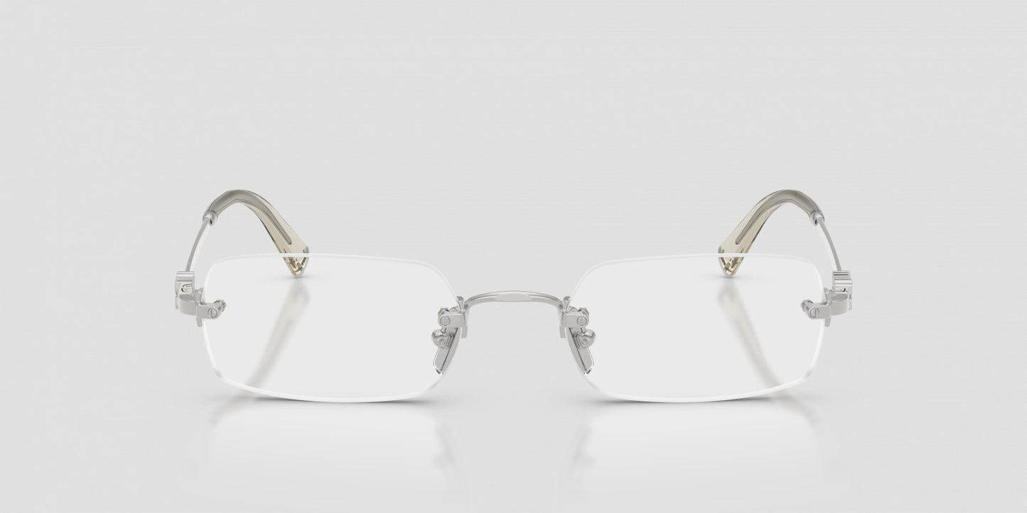 mặt trước kính Miu Miu MU 50YV 1BC1O1 Rimless Silver Eyeglasses