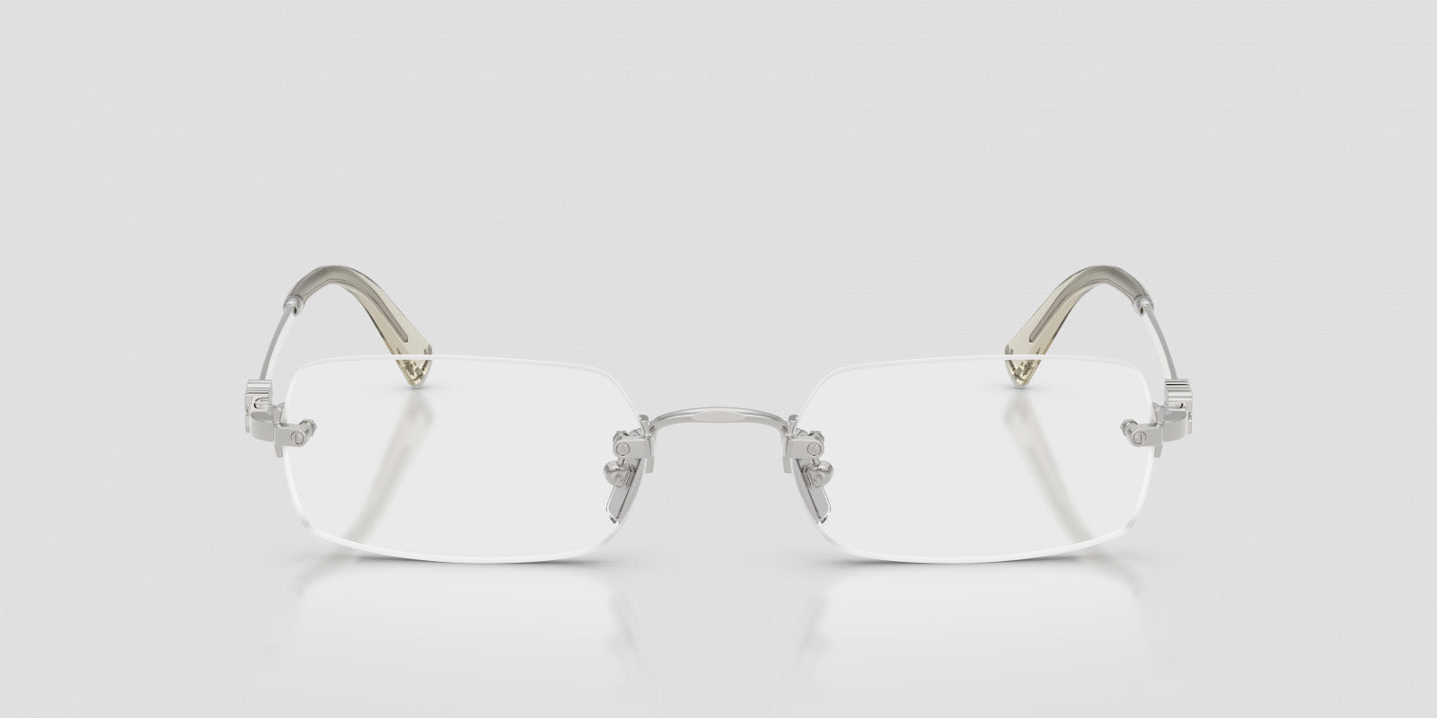 mặt trước kính Miu Miu MU 50YV 1BC1O1 Rimless Silver Eyeglasses