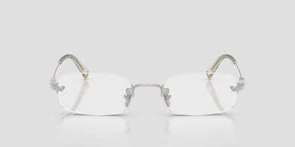 mặt trước kính Miu Miu MU 50YV 1BC1O1 Rimless Silver Eyeglasses