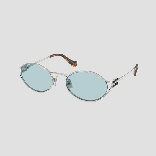 Miu Miu MU 52YS 1BC20R Silver Sunglasses Celeste Lenses SMU52Y_E1BC_FE20R_C_054