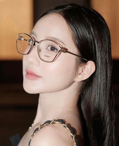 wearing MIU MIU MU 53UV 5AK1O1 CAT-EYE EYEGLASSES