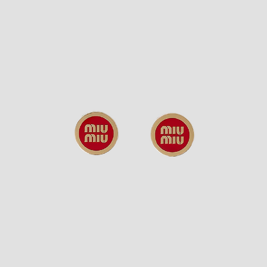 Miu Miu Red Enameled Metal Earrings 5JO912_2F6T_F0011