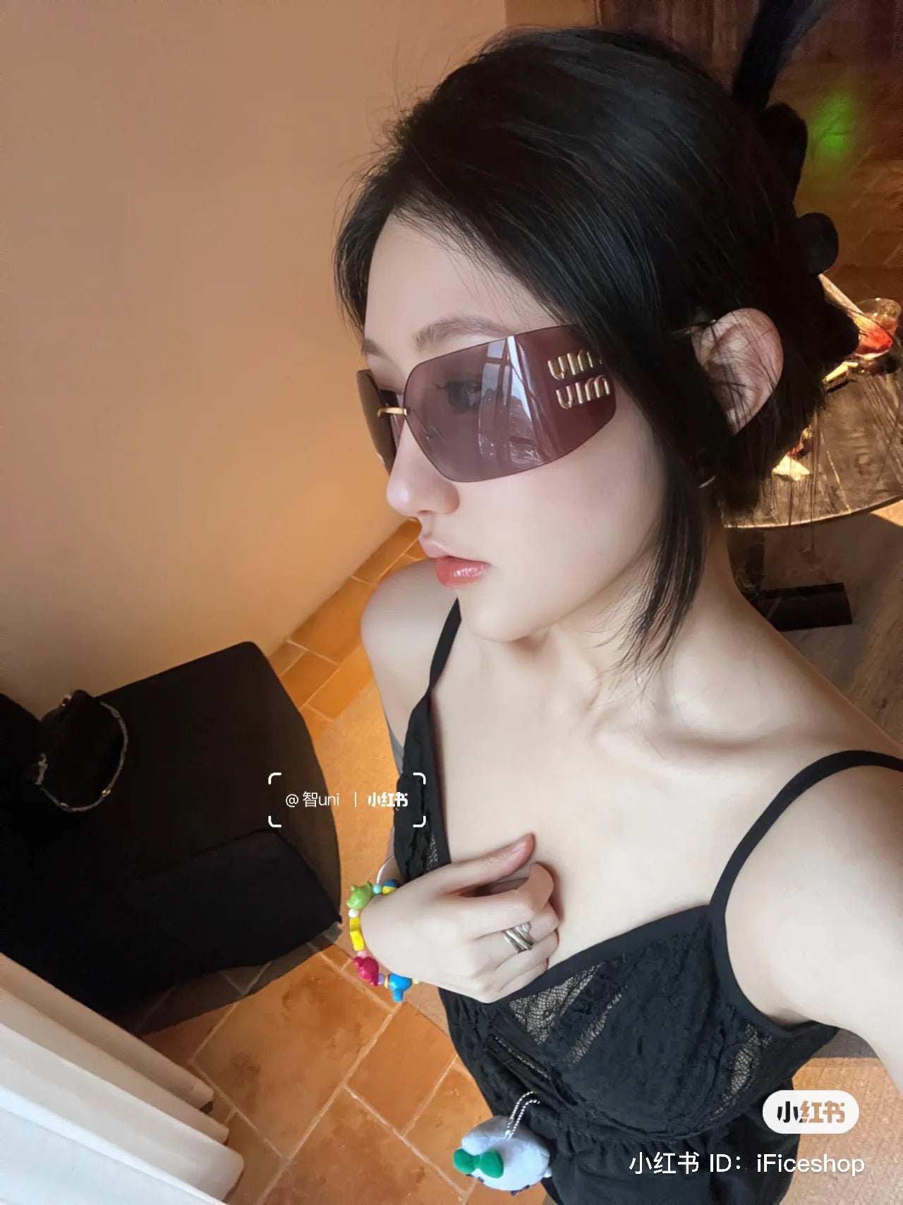 wearing MIU MIU MU54YS 5AK06I RUNWAY SUNGLASSES MAUVE LENSES SMU54Y_E5AK_FE06I_C_080