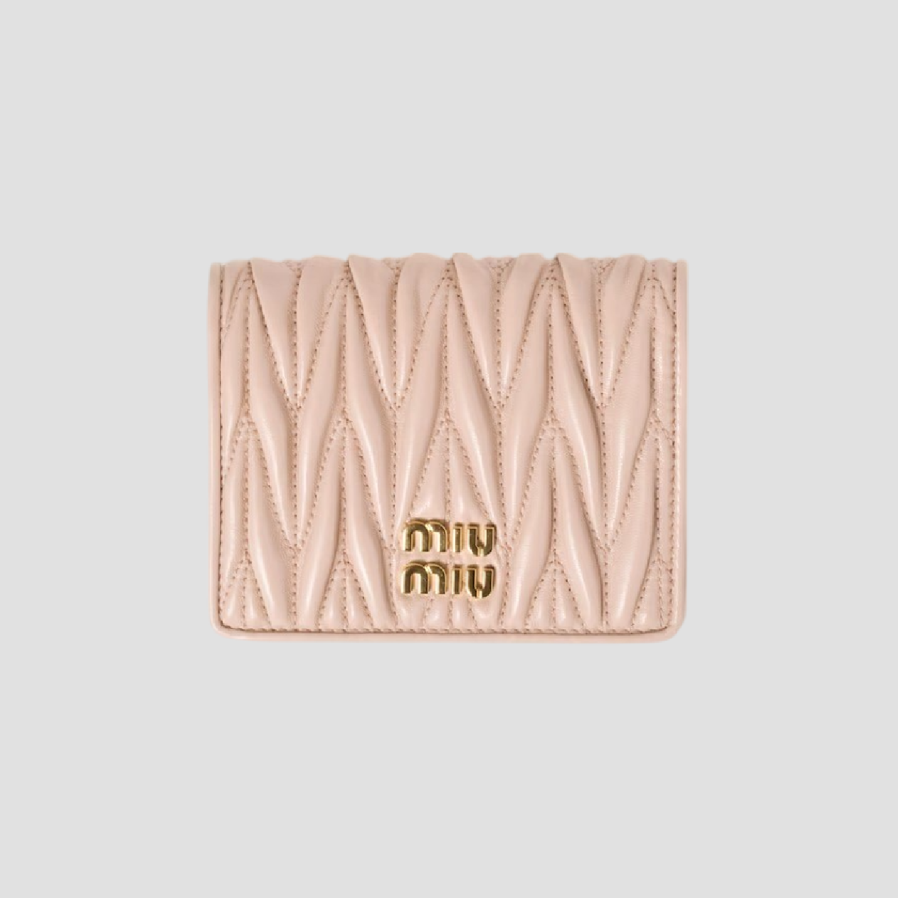 MIU MIU SMALL MATELASSÉ NAPPA LEATHER WALLET POWDER PINK 5MV204_2FPP_F0236