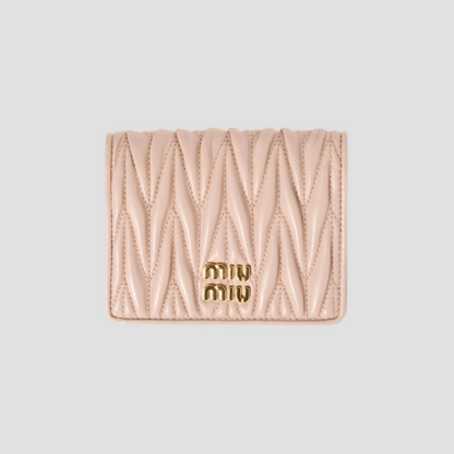 MIU MIU SMALL MATELASSÉ NAPPA LEATHER WALLET POWDER PINK 5MV204_2FPP_F0236