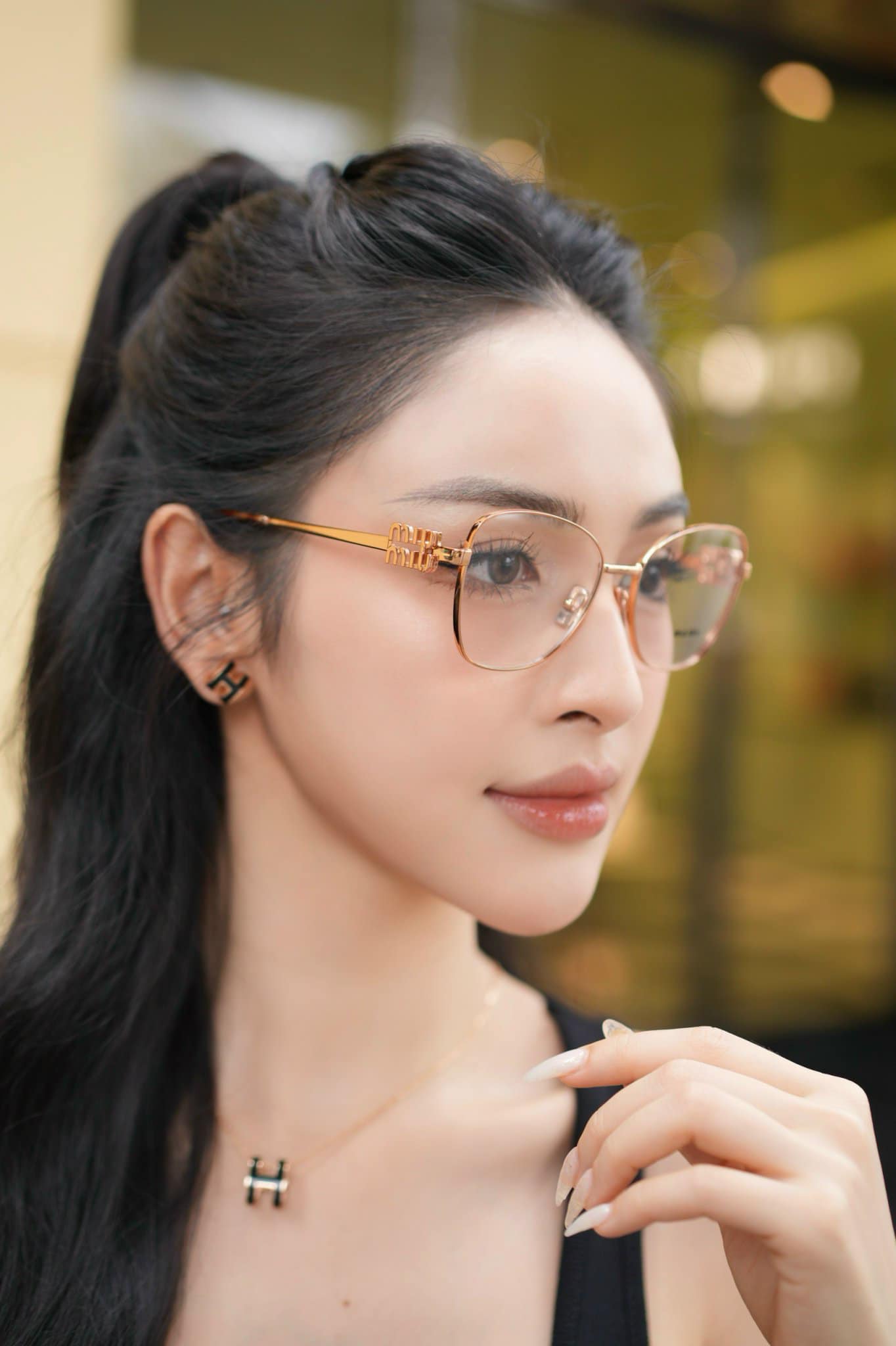 mẫu mang kính MIU MIU VMU 50XV 09X1O1 CAT-EYE EYEGLASSES 