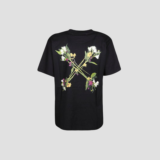 OFF-WHITE BLACK FLORAL ARROW PRINT T-SHIRT OWAA049E20JER0091055