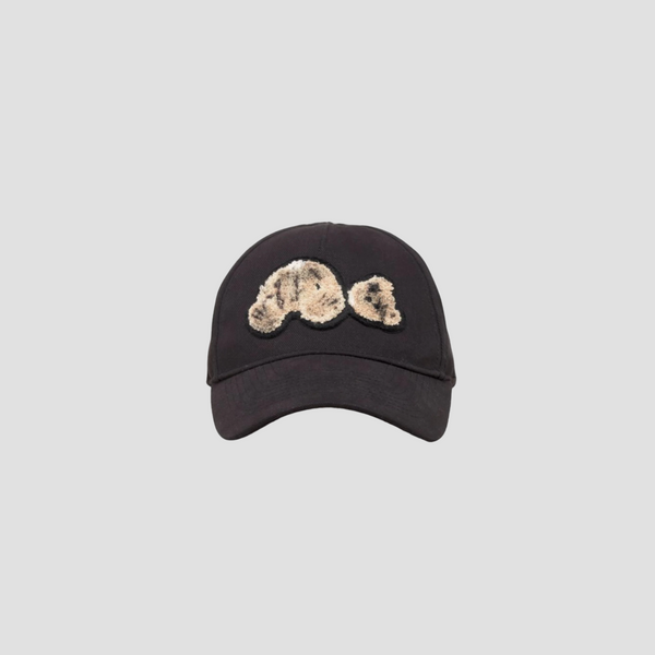 PALM ANGELS SPRAY BEAR PRINT CAP BLACK