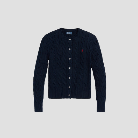 Polo Ralph Lauren Cable-Knit Cotton Crewneck Cardigan Navy WMPOSWENDW20116