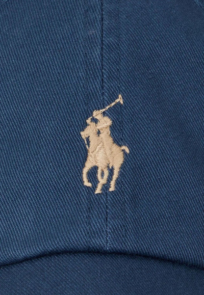 Blue cap with polo ralph lauren beige embroidered logo 