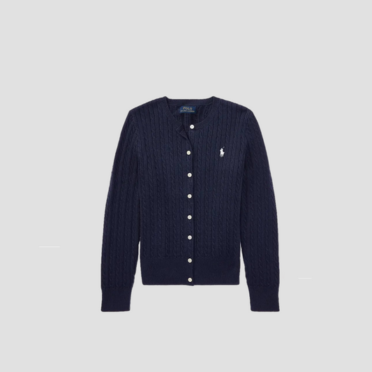 POLO RALPH LAUREN NAVY MINI-CABLE COTTON CARDIGAN CWPOSWEG6820064