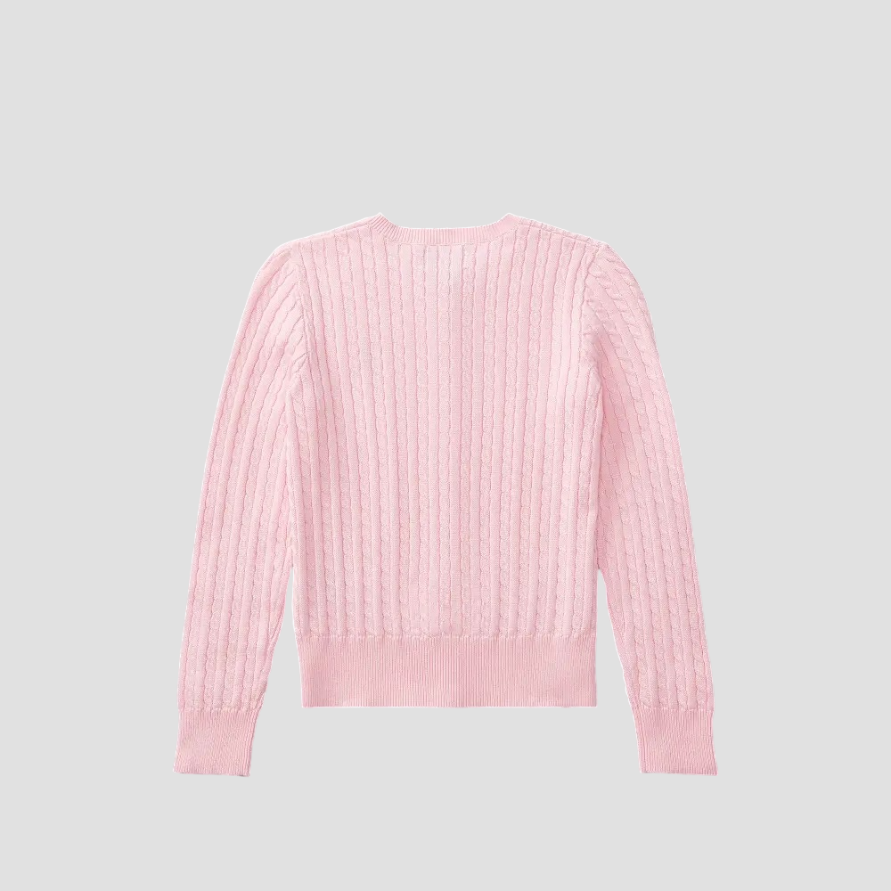 mặt sau POLO RALPH LAUREN PINK MINI-CABLE COTTON CARDIGAN CWPOSWEG6820063