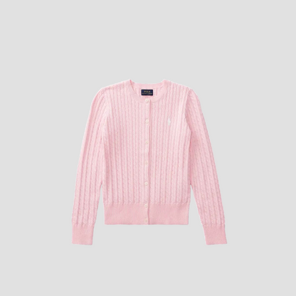 POLO RALPH LAUREN PINK MINI-CABLE COTTON CARDIGAN CWPOSWEG6820063