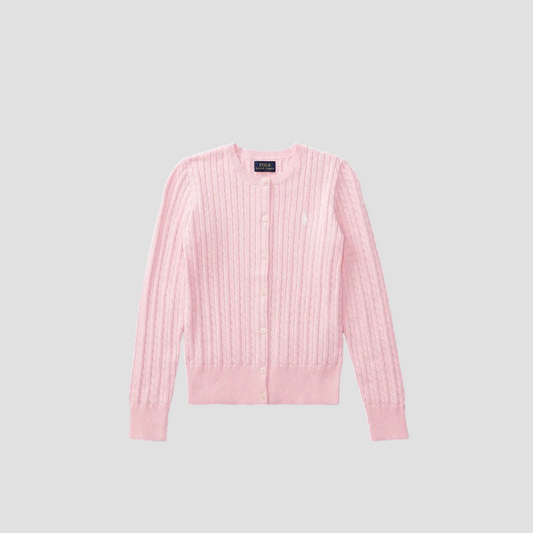 POLO RALPH LAUREN PINK MINI-CABLE COTTON CARDIGAN CWPOSWEG6820063