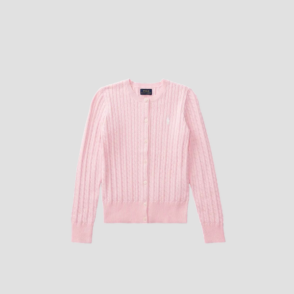POLO RALPH LAUREN PINK MINI-CABLE COTTON CARDIGAN CWPOSWEG6820063