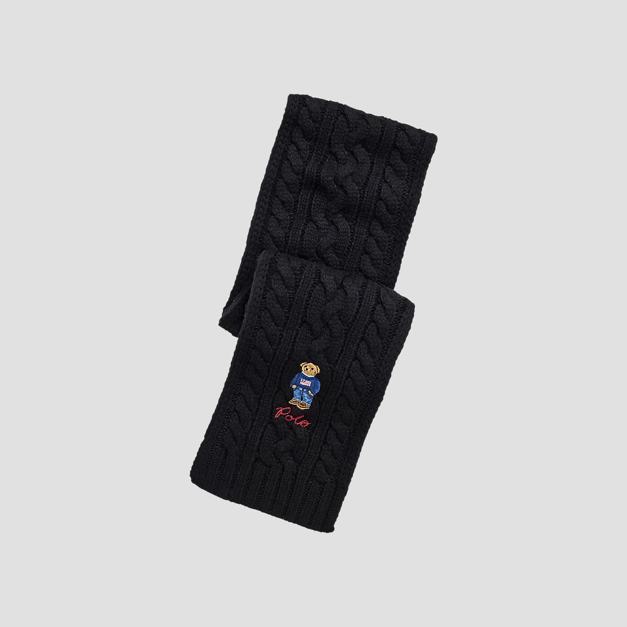 Polo Ralph Lauren Polo Bear Cable-Knit Scarf Black 449959358001