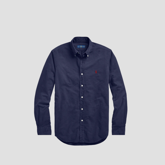 POLO RALPH LAUREN RL NAVY GARMENT-DYED OXFORD SHIRT 710716303003