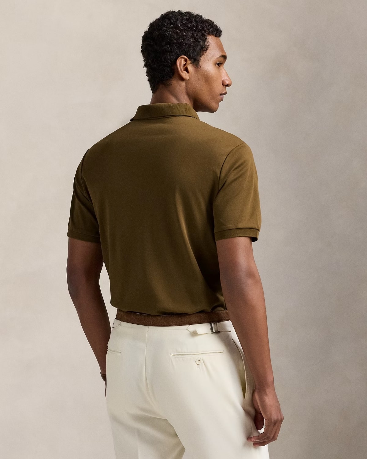 mặt đằng sau của Polo Ralph Lauren Men’s Soft Cotton Polo Shirt Classic Fit – Nature Brown 710660606205