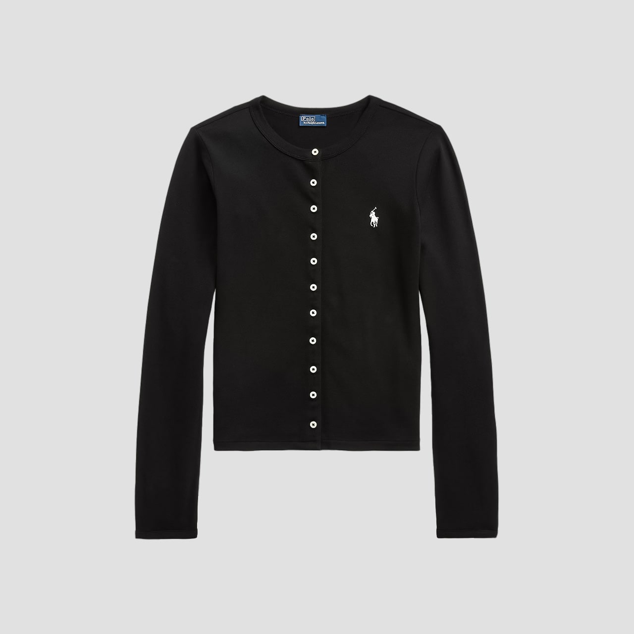 Polo Ralph Lauren Stretch Mesh Cotton Crewneck Cardigan – Black 211941175002