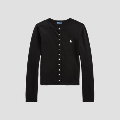 Polo Ralph Lauren Stretch Mesh Cotton Crewneck Cardigan – Black 211941175002