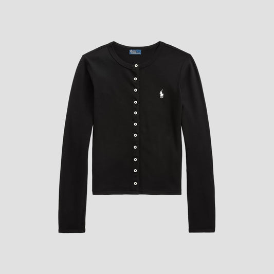 Polo Ralph Lauren Stretch Mesh Cotton Crewneck Cardigan – Black 211941175002