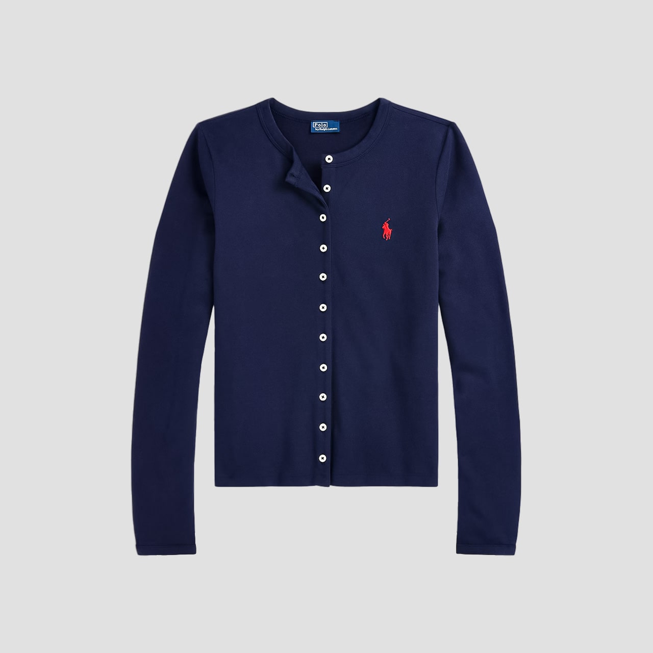 Polo Ralph Lauren Stretch Mesh Cotton Crewneck Cardigan – Newport Navy 211941175003